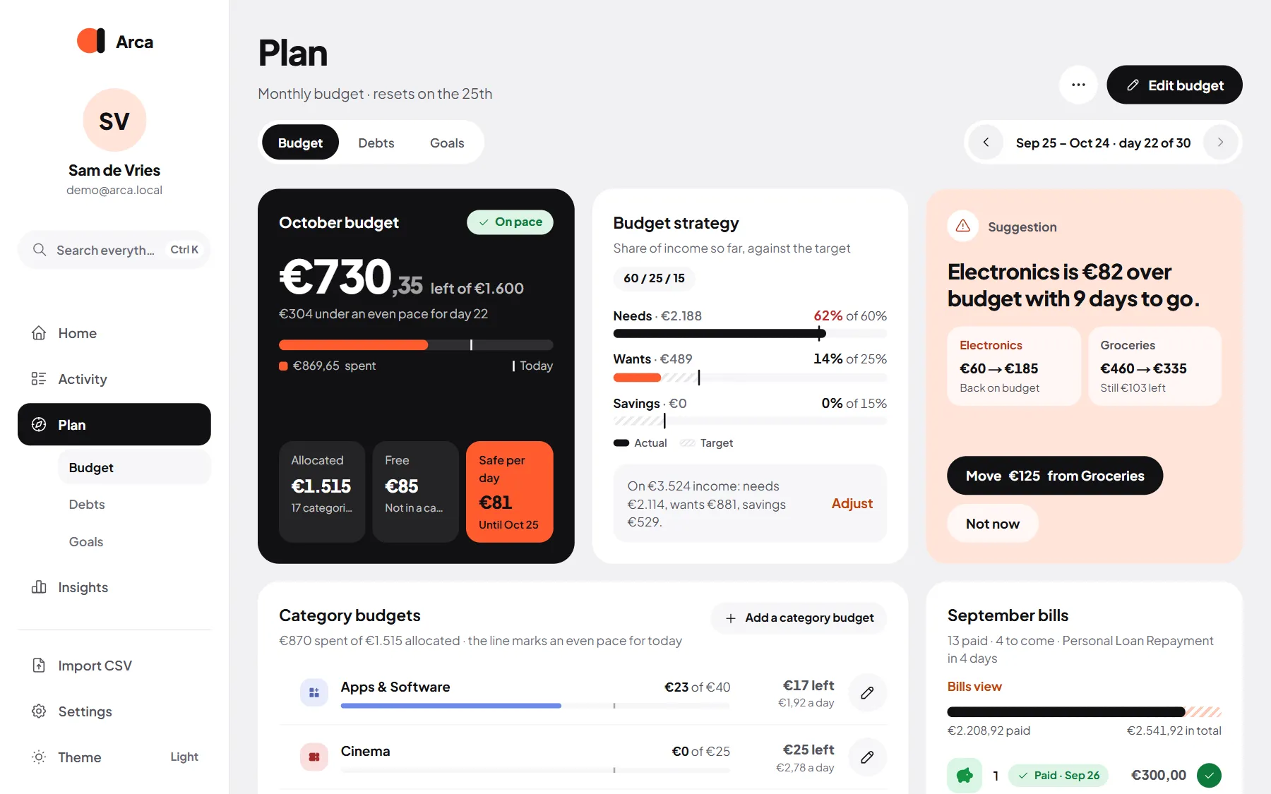 The budget: overall budget, strategy and category budgets